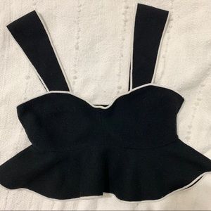 Club Monaco Black & White Knot Top